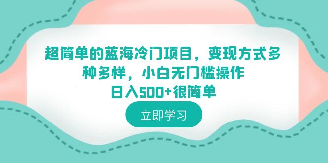 图片[1]-超简单的蓝海冷门项目，变现方式多种多样，小白无门槛操作日入500+很简单-付付项目网-优质付费教程和创业项目大全
